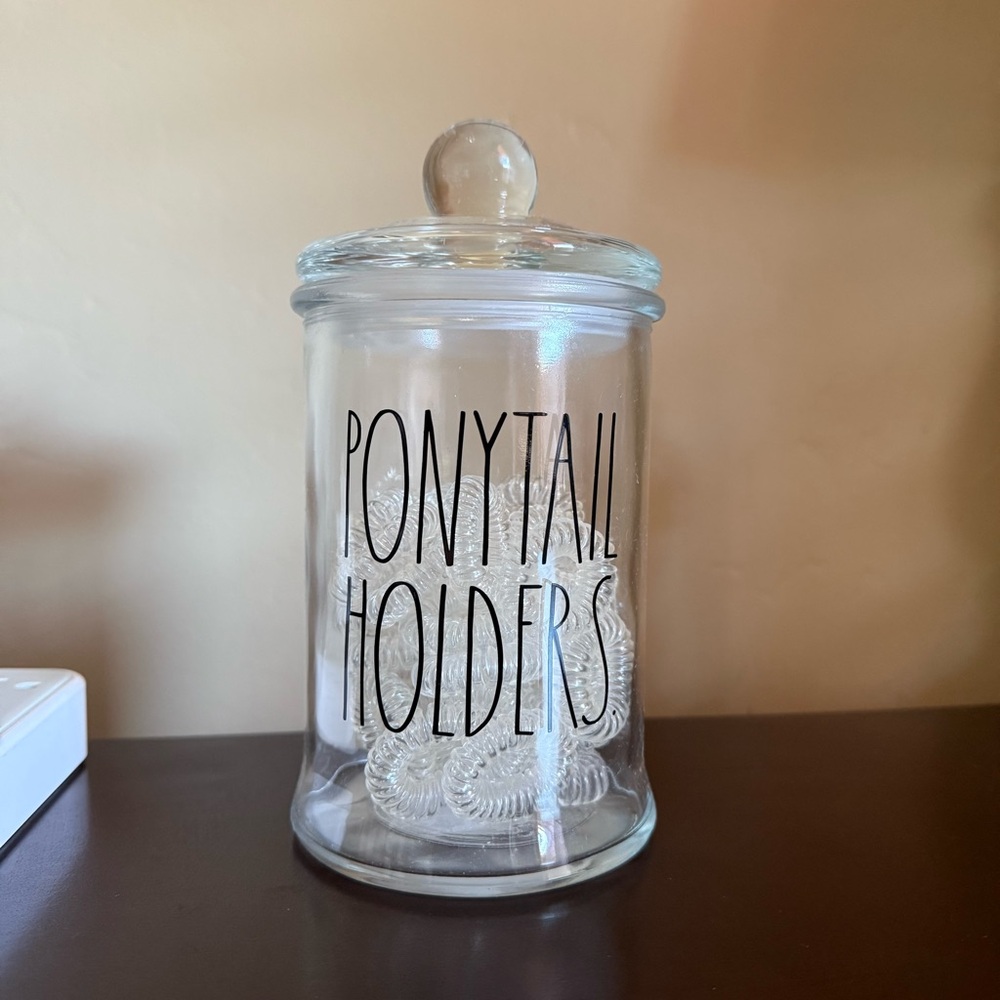 Rae Dunn Jar with Lid for Ponytail Holders